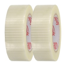 2 Rolls Filament Strapping Tape, 1 9/16"x54.7yd Fiberglass Mesh Packaging
