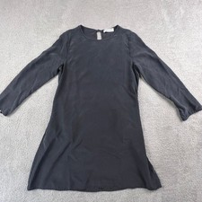 Everlane 100% Silk Dress Womens XS Black Sandwashed Keyhole Back Minimalist