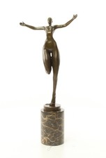 moderne Kunst, nackte T&auml;nzerin, Skulptur in massiv Bronze
