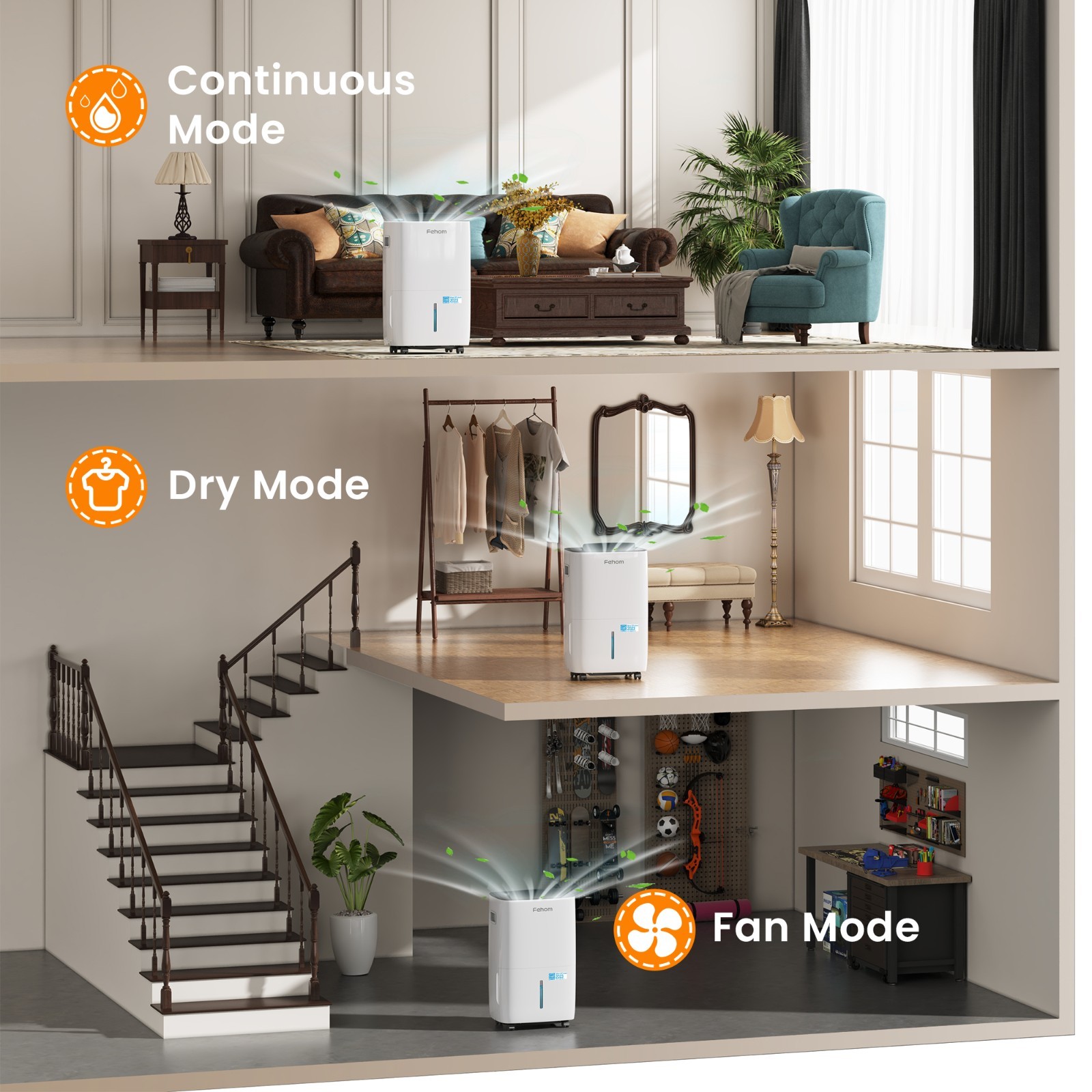 150 Pints Energy Star Dehumidifier 7,000 Sq. Ft with Drain Hose For Home