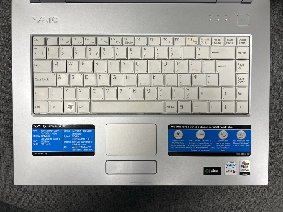 Sony Vaio pcg-7t1m Windows xp Sp3, t2050 cpu, 1Gb Ram, 120Gb Ssd, Retro - Image 3 of 4