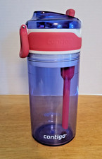 Contigo Kids Autospout Water Bottle 14 Oz Flip Up Lid Blue Pink w/Straw