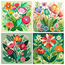 4 Pack Paint by Numbers Kit for Adults Beginners 8x8 Inch DIY Art Craft Gift