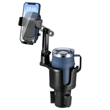 2-in-1 Car Cup Phone Holder Expander with Adjustable Base, 360 Rotation, Comp...