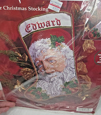 Janlynn 17 Father Christmas Stocking Needlepoint Kit 06-19 Sealed Vtg NOS