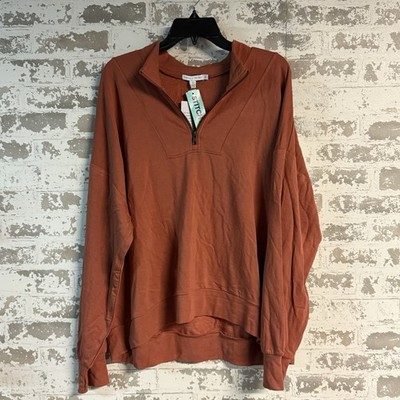 NEW - Threads 4 Thought - Kindra Feather Fleece Mock Neck Pullover - Orange XL