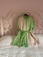 Oliver Bonas Women's Dress Size 12 Green And Beige And Pink Patterned.