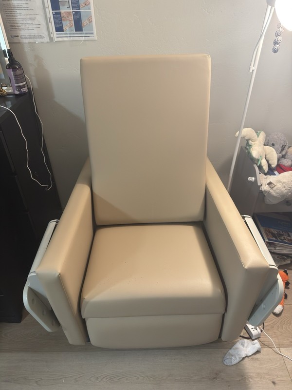 Champion Beige Medical Recliner Chair with Foldable Side Trays for Medical Use