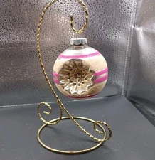 Vintage U.S.A Shiny Brite Concave Striped Ball Christmas Mercury Glass Ornament