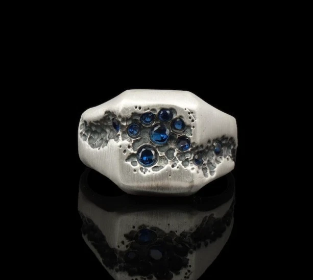 Blauer Saphir Vintage Ring 925 Sterling Silber Handarbeit Edelstein Schmuck