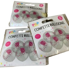  3 x POP Party Zubehör Konfetti Luftballons rosa 5 Stück lustige Dekoration rosa 