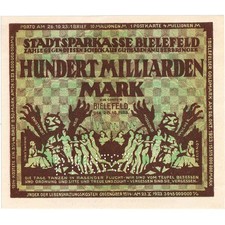 [#293667] Germany, Bielefeld, 100 Milliarden Mark, 1923-02-15, UNC, Grabowski:88
