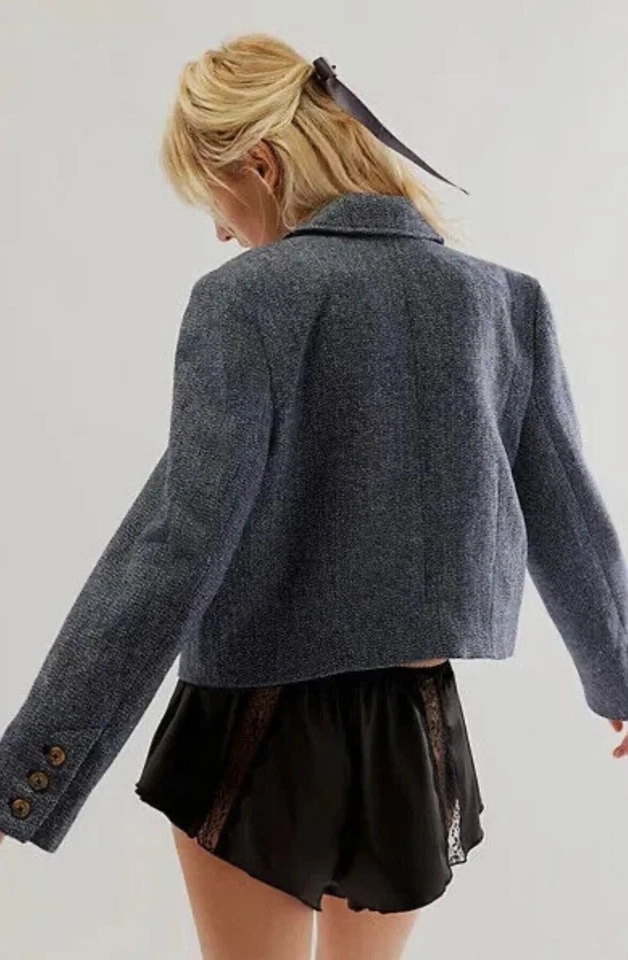 FREE PEOPLE Tailored Heritage Blazer in Grey Combo Size Medium BNWT RRP £158 - Image 3 of 4