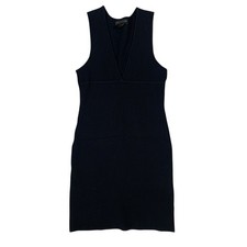 House Of Harlow 1960 Ribbed Bodycon Midi Dress Black Minimalist XS