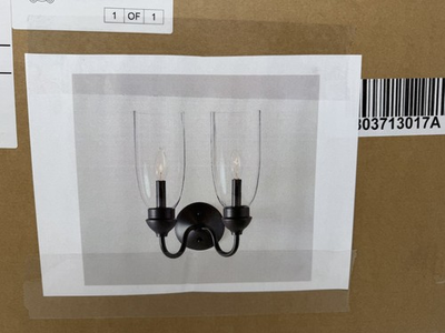 #ad New Pottery Barn Hanson Glass Hurricane Double Sconce Bronze $199.95