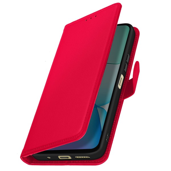 Avizar, FüR Xiaomi Redmi 13 KunstlederhüLle Mit KartenfäChern, Rot-image