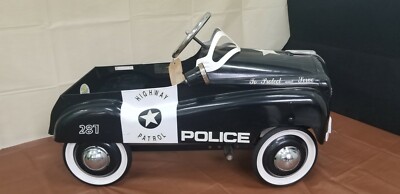 Vintage Police Highway Patrol Metal Pedal Car by Burns Novelty