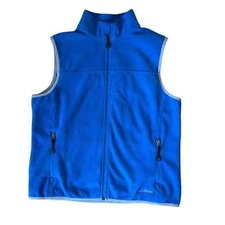 Womens Blue Fleece Polyester L.L. Bean Zip Up Vest  w/ pockets Medium