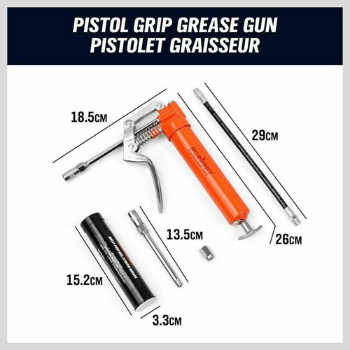 Mini Pistol Grip Grease Gun, with Flexible Extension Hose 3-OZ Grease Cartridge - Picture 3 of 8