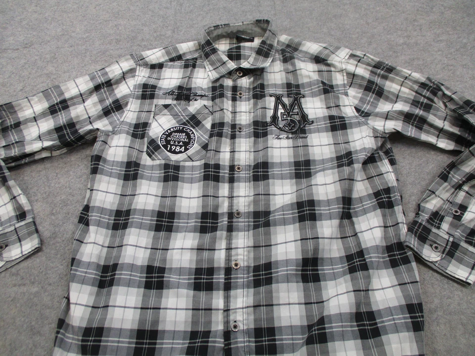 Mecca Shirt Mens 2XL XXL Black White Y2K Embroidered Hip Hop Button Up - Image 2 of 4