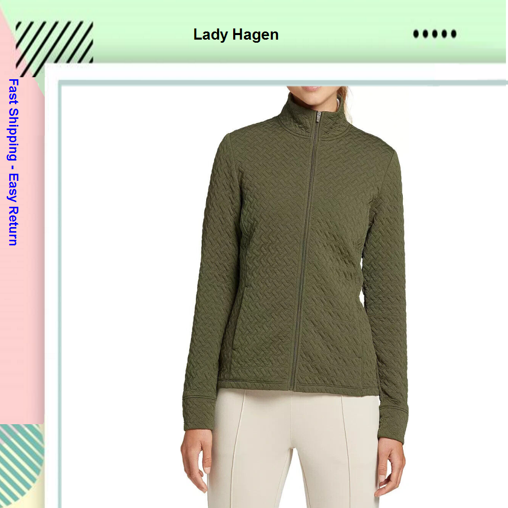 Lady Hagen Women's Texture Full Zip Golf Jacket, Inky Olive, XS