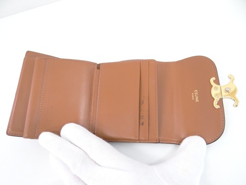 CELINE Small Trifold Wallet Triomphe Canvas Dark Brown Free Ship 10210512100 2 - Picture 16 of 24