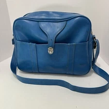 Vintage Bright Blue Flight Travel Bag “Three Star” Korea Retro Shoulder Strap