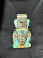 Hathor Wall Decor, Mounted Stone Egyptian Goddess mask Head of Hathor