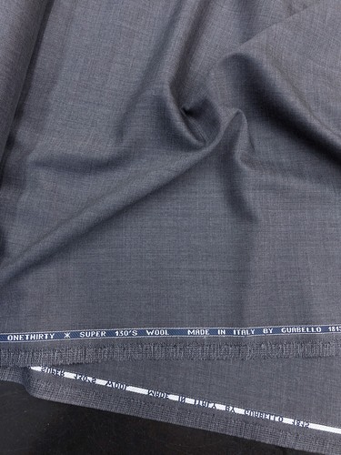 GREY Super 130s Wool Suiting Fabric Sharkskin Woven Twill GUABELLO 0.75m Remnant - Picture 3 of 10