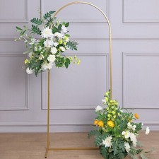 5 ft Gold Metal Floral Display Frame Round Top Backdrop Stand Wedding Arch Event