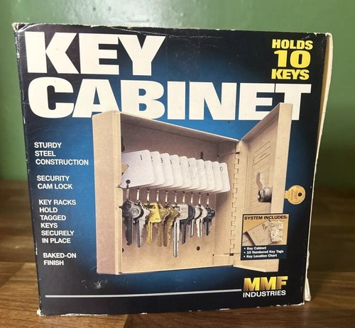 Vintage MMF Industries Key Locking Key Cabinet Holds 10 Keys Metal Strong Box - Picture 6 of 7