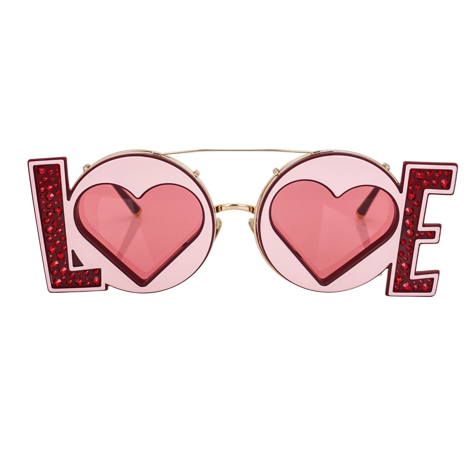 Солнцезащитные очки DOLCE - GABBANA Crystal Heart LOVE Metal DG 2217B Розово-красные 109890₽