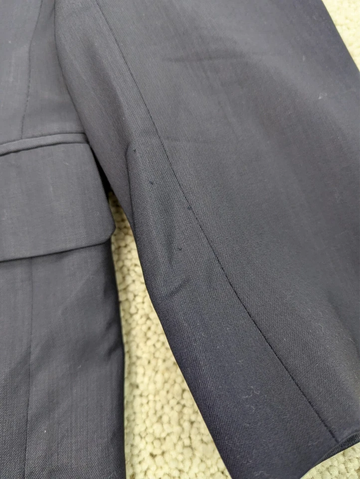 Traje Oleg Cassini Para Hombre 40S 32x27 Azul Lana De Colección 2 Piezas Chaqueta Pantalones 3 Botones Foto 4 de 4