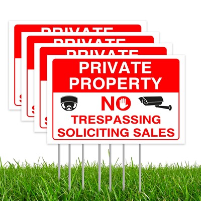 Private Property No Trespassing Signs with H-Stakes, Protect Your Home, Office