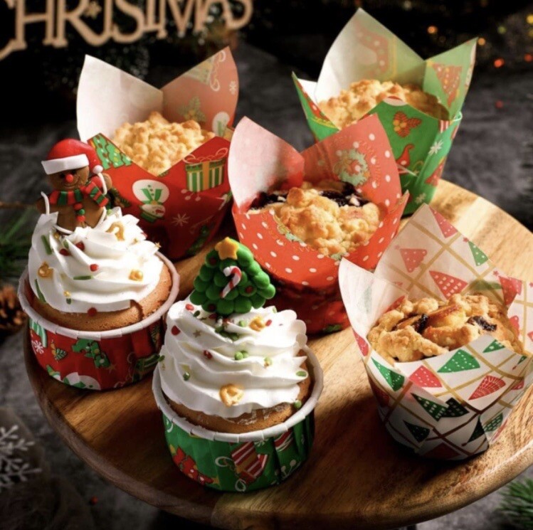 Greaseproof Tulip Cupcake Wrappers Muffin Liners Baking Cups , Christmas200 Pc!-image