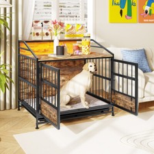 Dog Crate with Storage   Double Door Dog Kennel for Medium/Large Indoor Use