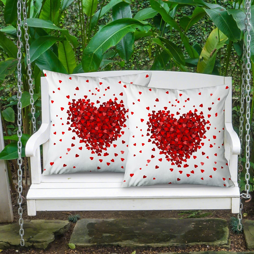 Valentines Day Red Heart Pillow Covers 18X18 Set of 2,Wedding Home Decor Love De - Picture 3 of 12