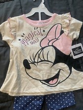 NEW Disney Minnie Mouse Toddler Girls Shirts  Shorts 2-Piece Outfit Set Size 4