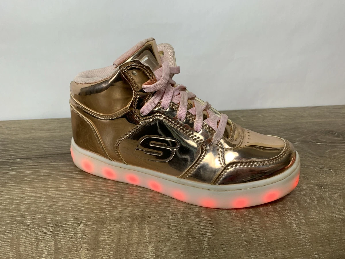 snorkel Bliv klar Engager Skechers Kids Energy Lights Sneakers Girls 2.5 Rose Gold High Top Glitzy  Glow | eBay