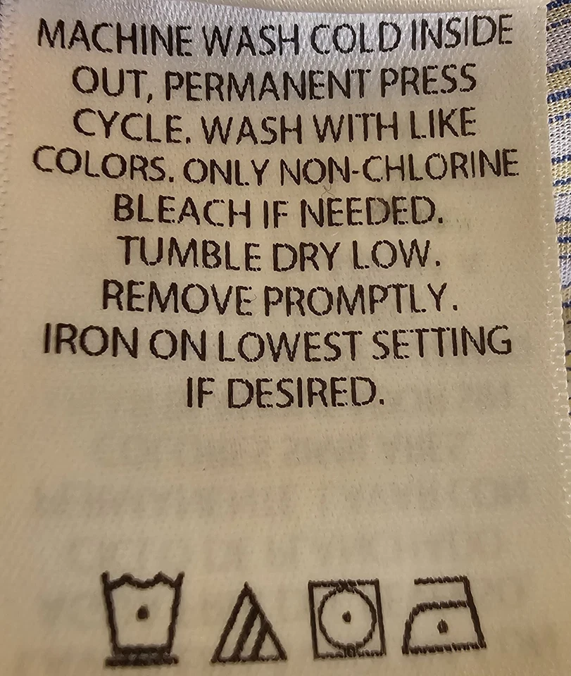 Haggar 男式衬衫尺寸 17.5 34/35 黄色蓝色白色条纹 — 第 4/4 张图片