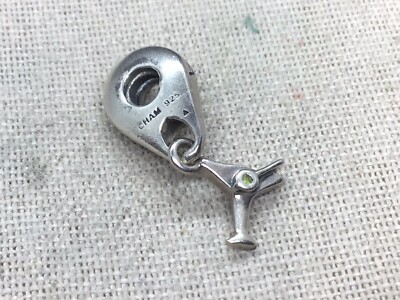 Sterling Silver 925 Margarita Glass Green Cz Stone Bead For A Bracelet CharmY758