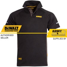 DeWalt Polo Work T-Shirt 2 Button Black Grey Fast-Drying Performance Wicking PWS