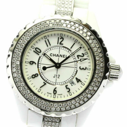 Chanel J12, Ref H0967, Ladies, White Ceramic, Quartz, Diamond Bezel, White  Roman Dial, 2012