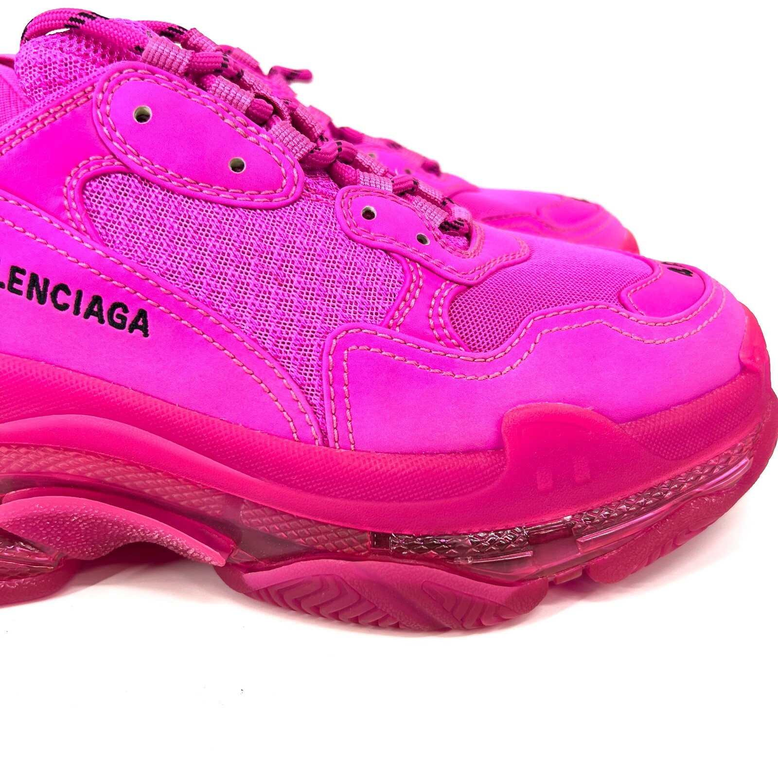 Balenciaga Triple S Sneakers Shoes Mens Size 41 Clear Sole Pink Logo Lace Up NEW thumbnail 10