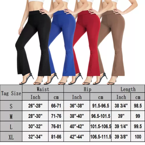 Pantaloni da yoga da donna svasati gambe stretch fondo campana rialzata salotto colori solidi - Foto 2 di 10