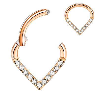 16G Teardrop Shape Septum Clicker Surgical Steel CZ Daith Tragus Nose Hoop Ring