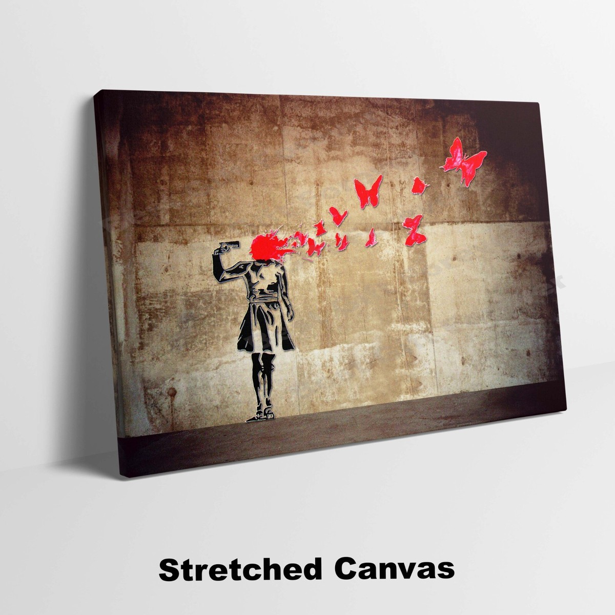 BANKSY Butterfly Suicide Graffiti Modern Art Print Framed Canvas