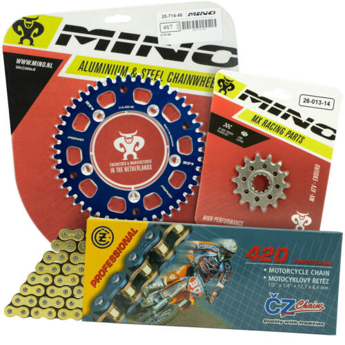 Husqvarna TC65 2017 - 2022 Mino 13T/44T Gold MX CZ Chain and Blue Alloy Sprocket - Picture 1 of 1