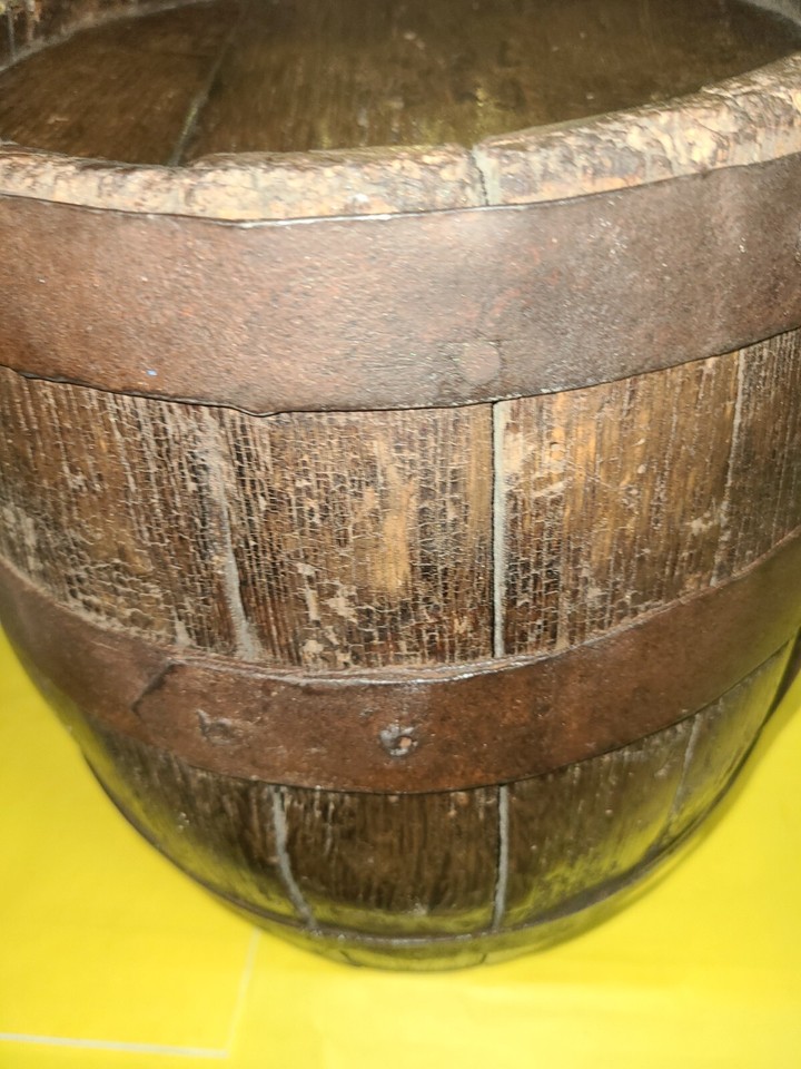 antique Civil War era black powder keg oak Barrel metal bands 8L eBay