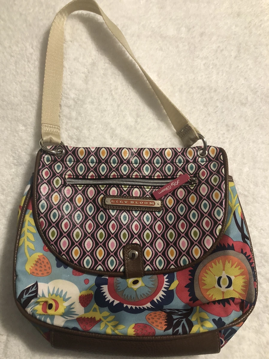 Flowers Birds Lily Bloom Green Living Eco Friendly Aqua Pink Shoulder BAG Purse